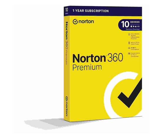 NORTON 360 PREMIUM 75GB +VPN 1 uživatel pro 10 zařízení na 1 rok BOX