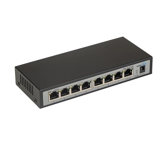 MaxLink reverzní PoE switch RSG-8-1P-DC 7x PoE IN, 1x PoE Out, 1x DC Out