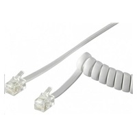 PremiumCord Kabel telefonní sluchátkový kroucený 4 žíly 4m - bílý