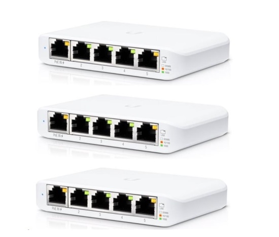 UBNT UniFi Switch USW-Flex-Mini-3, 3-pack  [5xGigabit, 1xPoE In]