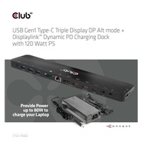 Club3D Dokovací stanice USB-C 12v1, 1xDP, 2xHDMI, 1xUSB-C, 5xUSB, 1xRJ45, 1x3.5mm, čtečka SD karet, černá