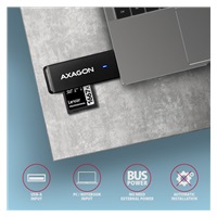 AXAGON CRE-S2N, USB-A 3.2 Gen 1 - SUPERSPEED čtečka karet, 2-slot & lun SD/microSD, podpora UHS-I