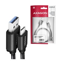 AXAGON BUCM3-AM10AB, SPEED kabel USB-C <-> USB-A, 1m, USB 3.2 Gen 1, 3A, ALU, oplet, černý