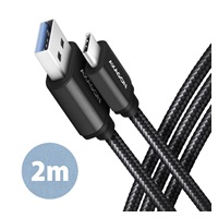 AXAGON BUCM3-AM20AB, SPEED kabel USB-C <-> USB-A, 2m, USB 3.2 Gen 1, 3A, ALU, oplet, černý