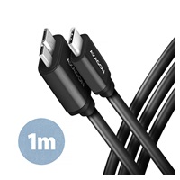 AXAGON BUMM3-CM10AB, SPEED kabel Micro-B USB <-> USB-C, 1m, USB 3.2 Gen 1, 3A, ALU, tpe, černý