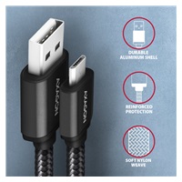 AXAGON BUMM-AM15AB, HQ kabel Micro USB <-> USB-A, 1.5m, USB 2.0, 2.4A, ALU, oplet, černý
