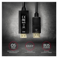 AXAGON RVD-HI14C2, DisplayPort -> HDMI 1.4 redukce / kabel 1.8m, 4K/30Hz
