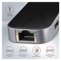 AXAGON HMC-6GL, USB 3.2 Gen 1 hub, porty 3x USB-A, HDMI 4k/30Hz, RJ-45 GLAN, PD 100W, kabel USB-C 20cm
