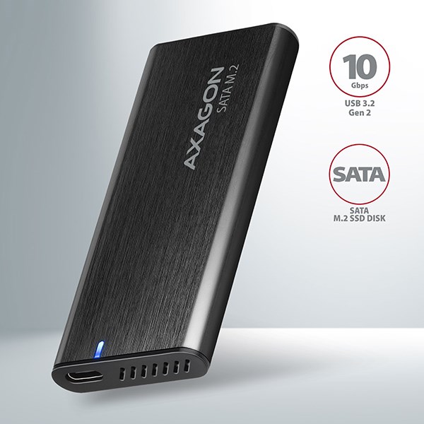 AXAGON USB-C 3.2 Gen 2 - M.2 SATA SSD RAW box, bezšroubkový | eD system a.s.