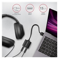 AXAGON ADA-12, USB 2.0 - externí zvuková karta, 48kHz/16-bit stereo, kovová, kabel USB-A 15 cm