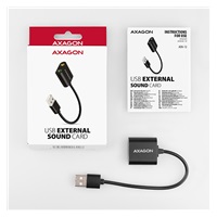 AXAGON ADA-12, USB 2.0 - externí zvuková karta, 48kHz/16-bit stereo, kovová, kabel USB-A 15 cm