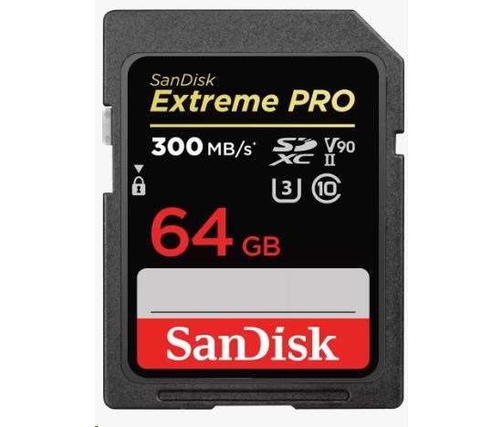 SanDisk SDHC karta 64GB Extreme PRO (300 MB/s, Class 10, UHS-II U3 V90)