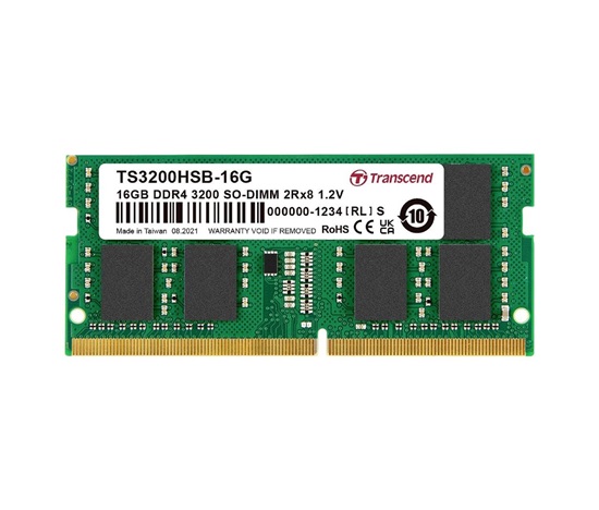 TRANSCEND SODIMM DDR4 16GB 3200MHz 2Rx8 1Gx8 CL22 1.2V