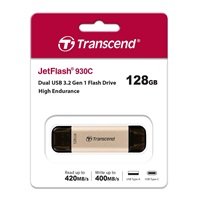 TRANSCEND Flash Disk 128GB JetFlash®930C, TLC, USB 3.2/USB Type C (R:420/W:400 MB/s) černý
