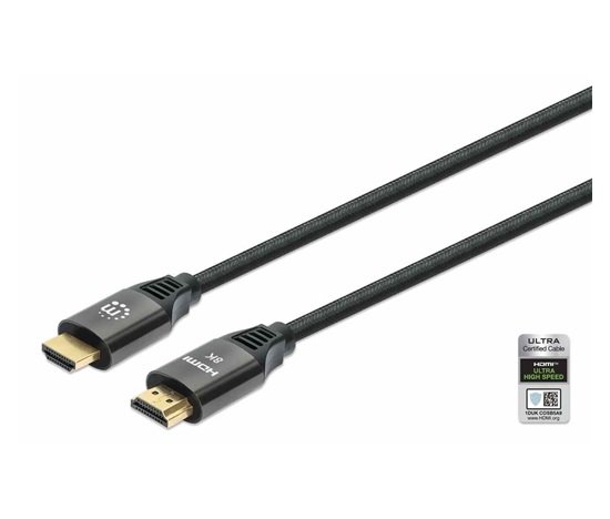 Manhattan kabel HDMI s Ethernetem, HDMI Male na Male, 2m, černá