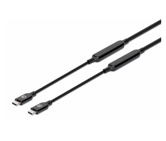 MANHATTAN Kabel USB-C Male to Male, USB 3.2 Gen 2 Type-C Active Device Cable, 5m, pozlacené koncovky, černá
