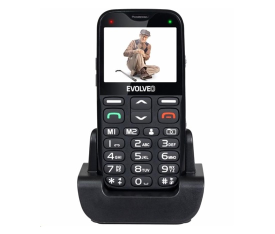 EVOLVEO EasyPhone XG, mobilní telefon pro seniory s nabíjecím stojánkem, černá