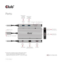 Club3D hub USB-C, 9-in-1 hub s HDMI, VGA, 2x USB Gen1 Type-A, RJ45, 100W PD