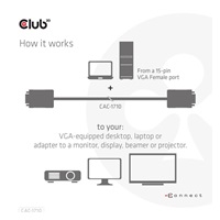 Club3D kabel oboustranný VGA, M/M, 28AWG, 10m