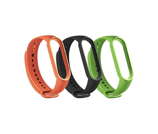 RhinoTech řemínky pro Xiaomi Mi Band 6 (3-pack černá, oranžová, zelená)