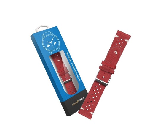 RhinoTech univerzální řemínek Genuine Leather Quick Release 22mm, červená
