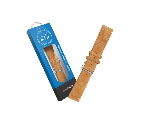 RhinoTech univerzální řemínek Genuine Suede Leather Quick Release 22mm hnědý