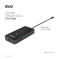 Club3D hub USB-C, 7-in-1 hub s 2x HDMI, 2x USB Gen1 Type-A, 1x RJ45, 1x 3.5mm audio, 1x USB Gen1 Type-C, 100W PD