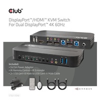 Club3D síťový přepínač - Switch, DP/HDMI KVM Switch - Dual DP 4K 60Hz