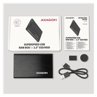 AXAGON EE25-A6M, USB 3.2 Gen 1 - SATA 6G 2.5" kovový RAW box, bezšroubkový