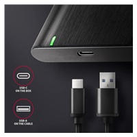 AXAGON EE25-A6C, USB-C 3.2 Gen 1 - SATA 6G 2.5" kovový RAW box, bezšroubkový