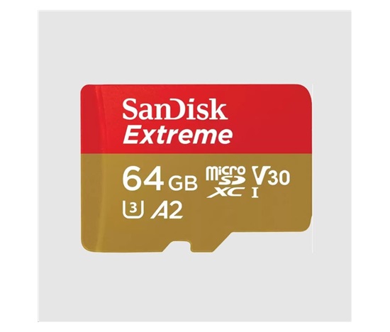 SanDisk micro SDXC karta 64GB Extreme (170 MB/s Class 10, UHS-I U3 V30) + adaptér