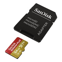 SanDisk micro SDXC karta 64GB Extreme PLUS (200 MB/s Class 10, UHS-I U3 V30) + adaptér