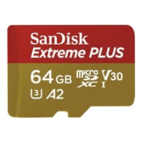 SanDisk micro SDXC karta 64GB Extreme PLUS (200 MB/s Class 10, UHS-I U3 V30) + adaptér