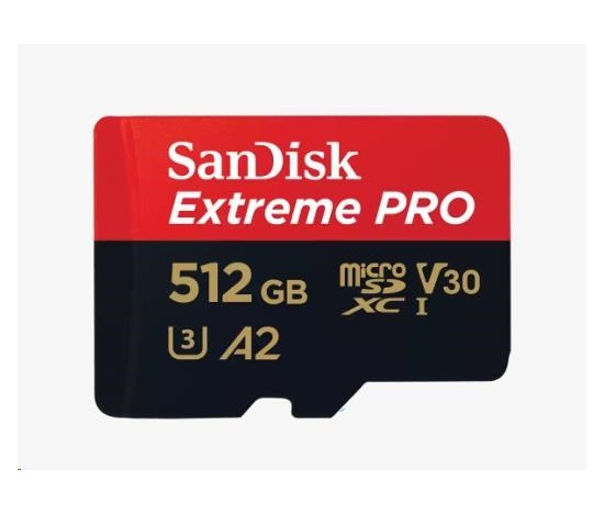 SanDisk micro SDXC karta 512GB Extreme PRO (200 MB/s Class 10, UHS-I U3 V30) + adaptér