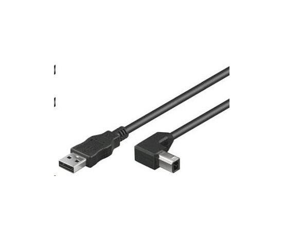 PREMIUMCORD Kabel USB 2.0 A-B propojovací 1m - zahnutý B konektor 90°