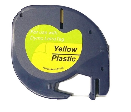 Xerox kompatibilní páska s DYMO 59423, 12mm x 4m, černý tisk / žlutý podklad, LetraTag, plastová - ALLPRINT