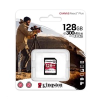 Kingston SDXC karta 128GB Canvas React Plus SDXC UHS-II 300R/260W U3 V90 for Full HD/4K/8K