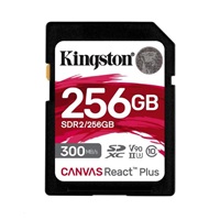 Kingston SDXC karta 256GB Canvas React Plus SDXC UHS-II 300R/260W U3 V90 for Full HD/4K/8K