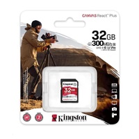Kingston SDHC karta 32GB Canvas React Plus SDHC UHS-II 300R/260W U3 V90 for Full HD/4K/8K