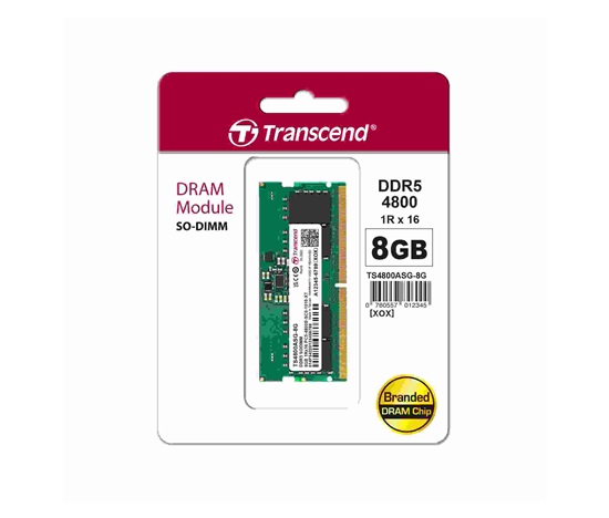 TRANSCEND SODIMM DDR5 8GB 4800MHz 1Rx16 1Gx16 CL40 1.1V