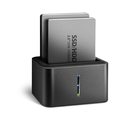 AXAGON ADSA-D25, USB 3.2 Gen 1 - 2x SATA 6G 2.5" SSD/HDD CLONE MINI dokovací stanice