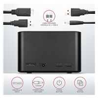 AXAGON ADSA-D25, USB 3.2 Gen 1 - 2x SATA 6G 2.5" SSD/HDD CLONE MINI dokovací stanice