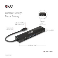 Club3D hub USB-C, 6-in-1 Hub s HDMI 8K30Hz, 2xUSB Type-A, RJ45 a 2xUSB Type-C, Data a PD nabíjení 100W