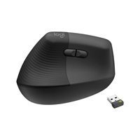Logitech Lift Vertikální ergonomická myš pro Business, pro leváky, 2.4GHZ/BT, graphite/black