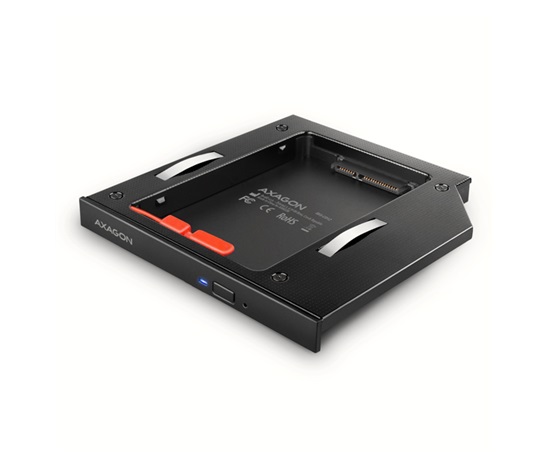 AXAGON RSS-CD12 rámeček pro 2.5" SSD/HDD do DVD slotu, 12.7 mm, LED, hliník