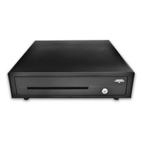 Virtuos pokladní zásuvka C420D - s kabelem, kovové držáky, 9-24V, černá