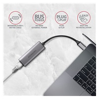 AXAGON ADE-25RC USB-C 3.2 Gen 1 - 2.5 Gigabit Ethernet síťová karta, Realtek 8156, auto install, šedá