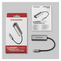 AXAGON ADE-25RC USB-C 3.2 Gen 1 - 2.5 Gigabit Ethernet síťová karta, Realtek 8156, auto install, šedá