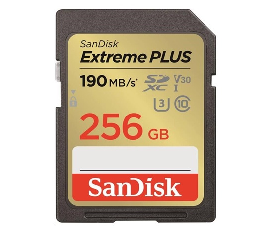SanDisk SDXC karta 256GB Extreme PLUS (R 190 MB/s  W130 MB/s Class 10, UHS-I U3 V30)