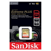 SanDisk SDXC karta 256GB Extreme PLUS (R 190 MB/s  W130 MB/s Class 10, UHS-I U3 V30)